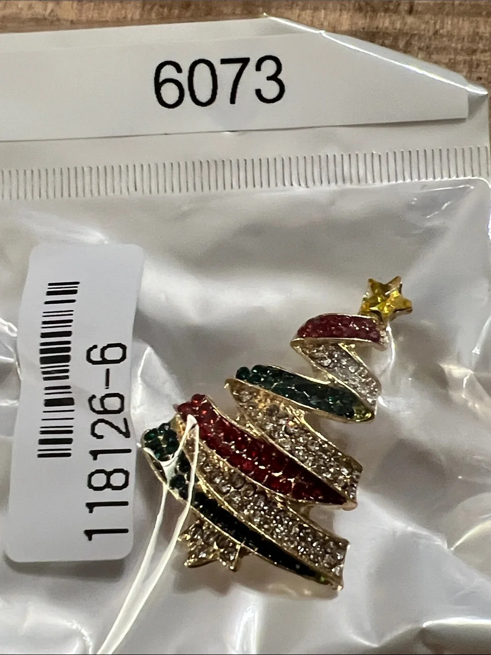 3/$18 Festive Multicolor Crystal Christmas Tree Brooch - Lot 6073